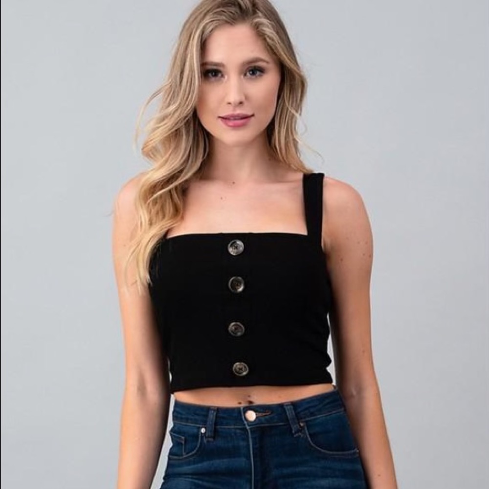 Melanie Front Button Ribbed Tank